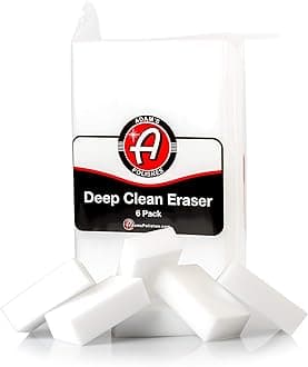 Adam's Polishes Deep Clean Eraser (6 Pack) Soft Abrasive Magic Car Interior Cleaner Foam Sponge for Leather, Vinyl & Plastic | Powerful Car Seat Cleaner Against Heavy Dirt | Motorcycle Boat RV Car