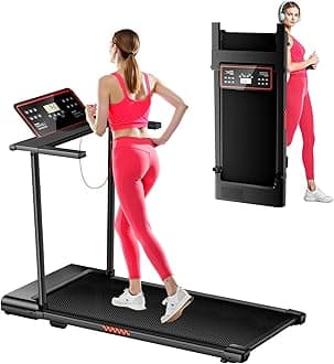 Portable Treadmills for Home, Electric Walking Pad Treadmill with 12 Preset Programs, 3.0HP Treadmill with Handle for Small Home, Waking Pad,Compact Running Treadmills with 320LBS Capacity(Black)