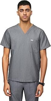 FIGSChisec Scrub Top for Men – 3 Pockets, Tailored Fit, Squared V-Neck, 4-Way Stretch, Moisture-Wicking Men's Scrubs