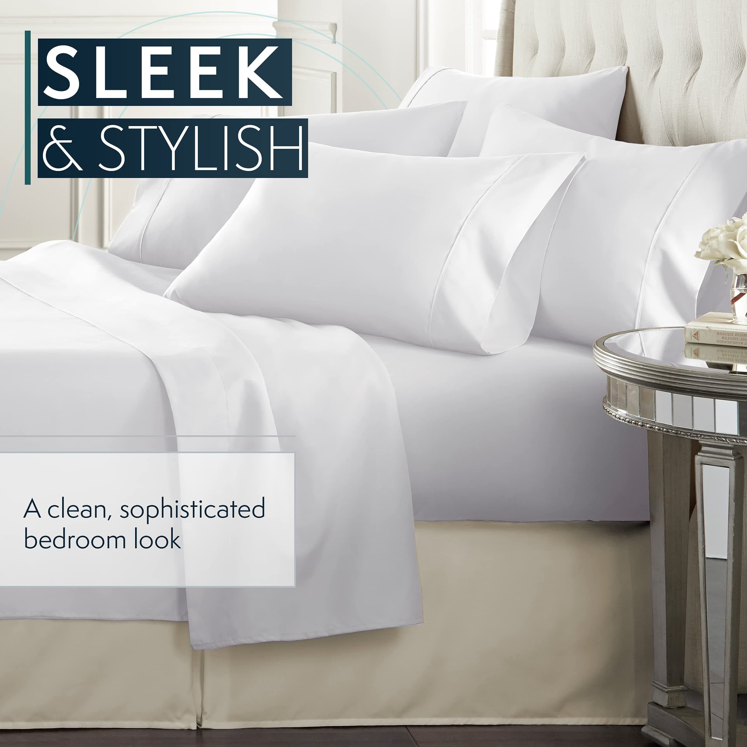 HC Collection Bed Skirt King Size, Soft Microfiber Box Spring Cover, 14" Inch Drop King Bed Skirt, Wrinkle & Fade Resistent - Cream