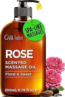 Gya Labs Rose Massage Oil - 200ml - Delivers Deep Relaxation with Luxurious Feel, Offers Deep Hydration for Skin - Made with Authentic Rose Otto, Non-Greasy Formula, Non-GMO and Cruelty-Free