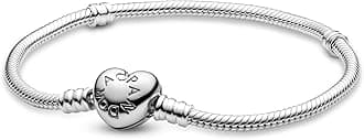 590719 Sterling Silver Heart Clasp Bracelet, Gift Box Included