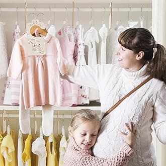 KIBAGA Beautiful Wooden Baby Closet Dividers for Clothes - Double-Sided Organizer from Newborn to 24 Months - Adorable Nursery Decor Hanger Dividers Easily Organize Your Little Baby Girls or Boys Room