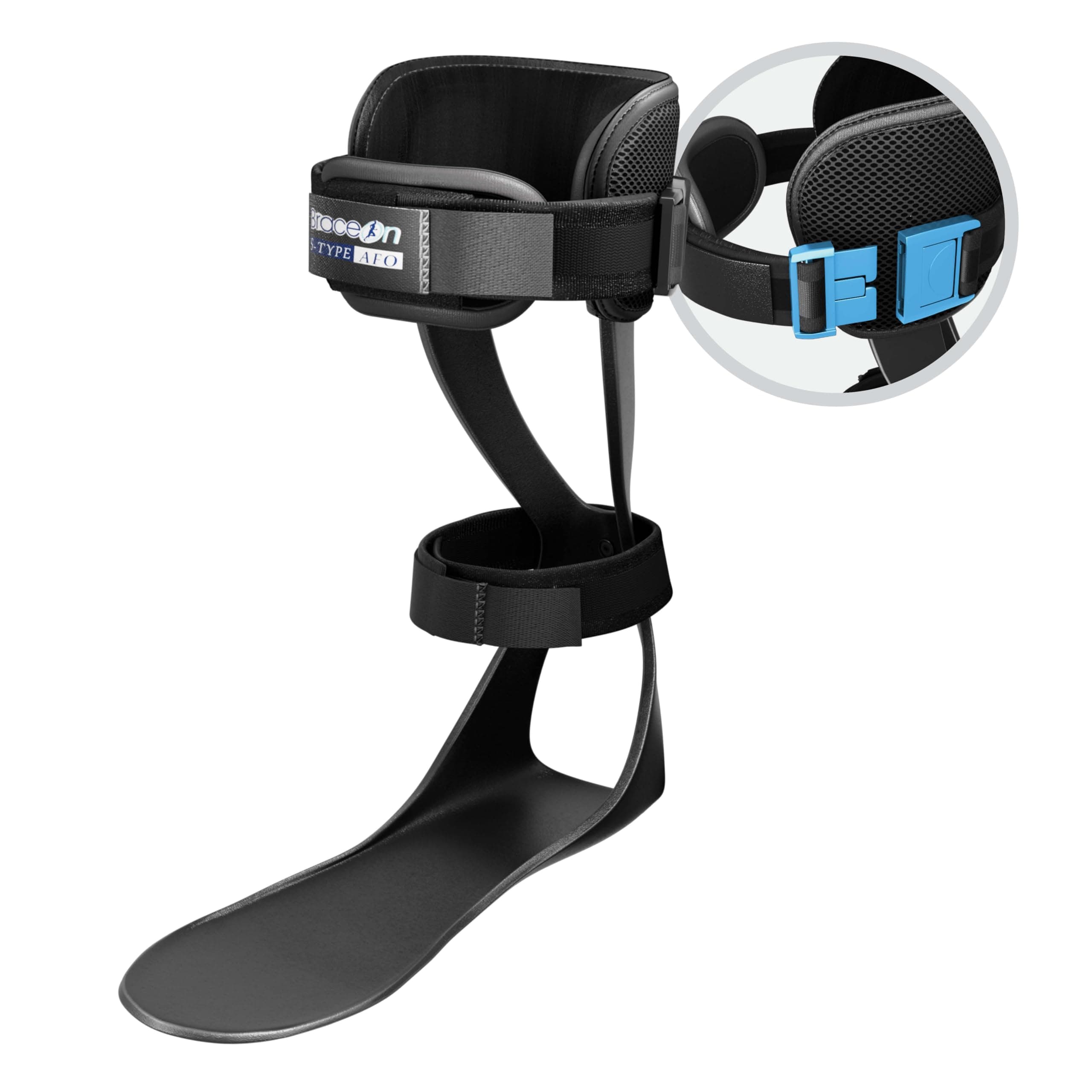 Brace On AFO S-Type - Drop Foot Stabilizer Brace, Moldable, Trimmable, Lightweight Polyethylene, Braces for Men, AFO Brace and Foot Drop Braces, Boot for Injured Foot, Men, Right