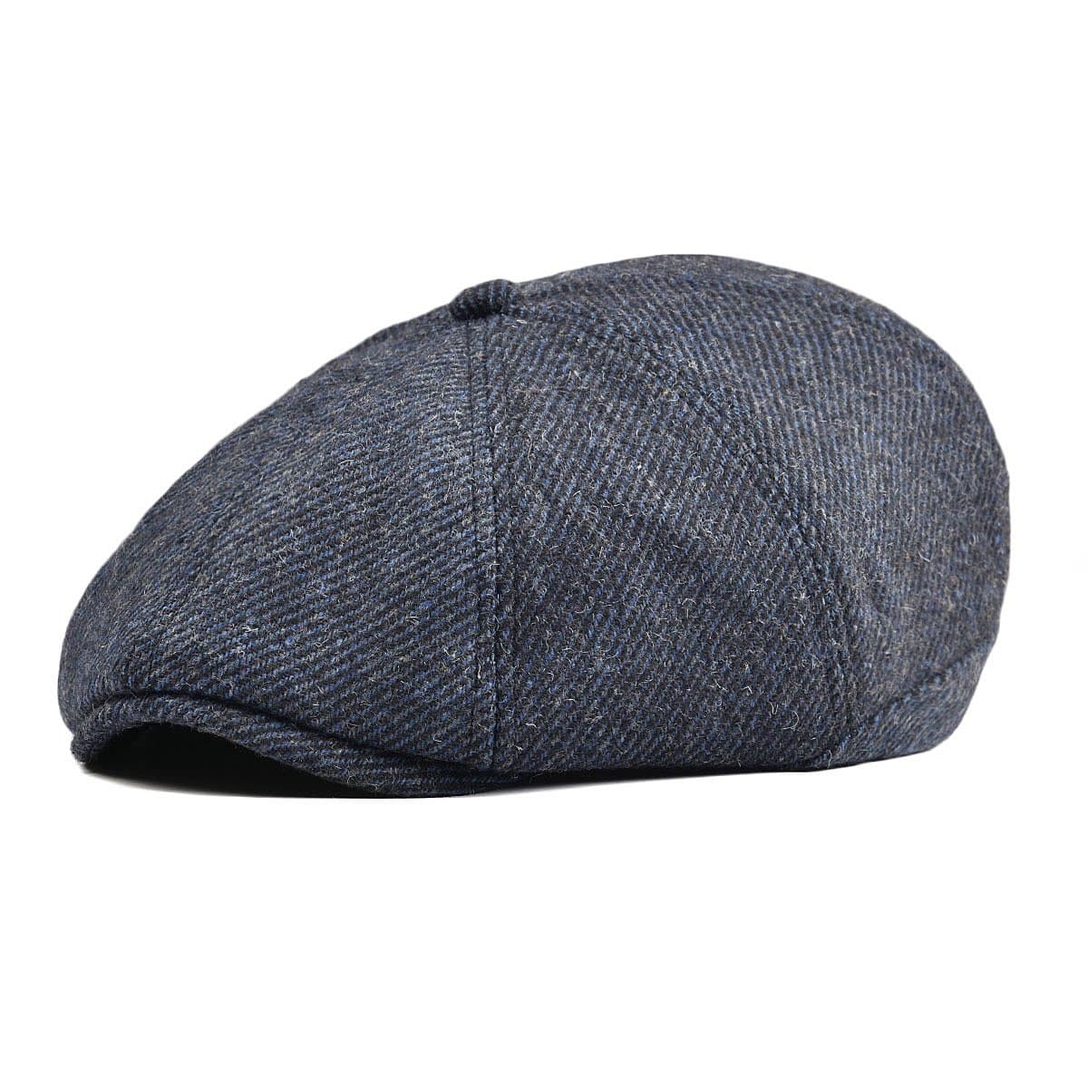 Men Wool Blend 8 Panel Newsboy Cap Herringbone Cabbie Flat Tweed Hat