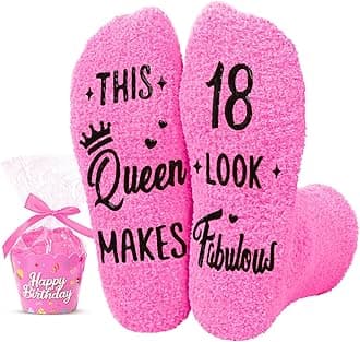 18th Birthday Gifts for Girls - 18 Year Old Gift Ideas for Her, Pink Fuzzy Socks Women