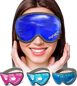 Gel Eye Mask- H M Hangover Mask- Reusable Cold Eye Mask with Adjustable Straps- Our Soothing Eye Gel Mask helps Puffy Eyes and Dark Circles- Our Eye Ice Pack Also Relieves Sinus Pain & Headaches