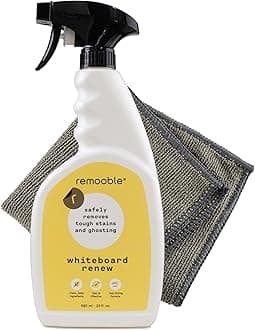 Remooble Dry Erase Whiteboard Cleaner Spray & Microfiber Cleaning Cloth - Safely Removes Tough Stains and Ghosting, 23 oz.