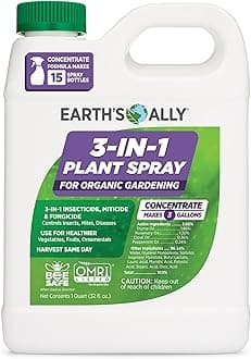 3-in-1 Plant Spray 32 oz Conc. Makes 3 gal | Better Than Neem Oil | Insecticide, Fungicide & Spider Mite Control for Organic Gardening, Pest Repellent for Indoor & Outdoor Gardening
