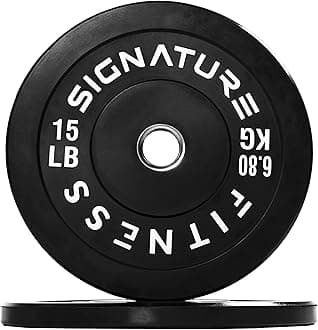 Olympic Barbell 2-Inch Rubber Bumper Plate Weight Set for Strength Training, Multiple Options