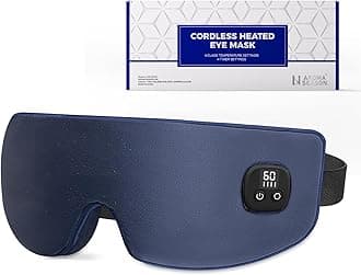 Aroma Season Silk Heated Eye Mask Cordless, 1500mAh Warm Eye Compress for Dry Eyes, Blepharitis, 4 Time Levels and 4 Temperature Settings, Washable (Navy Blue)