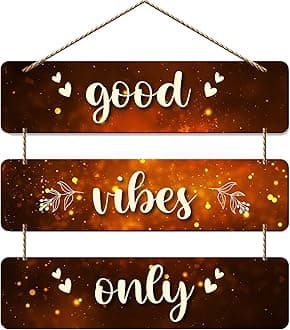 Artvibes Good Vibes Only Wooden Wall Hanger for Home Decor | Office | Gifts | Bedroom | Living Room | Quotes Decorative Items | Wall Hangings for Home Decoration | Artworks (WH_5301N)