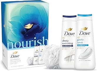 Nourish Body Wash Shower Gel Collection with a luxury shower puff Gift Set skin care gifts for her 2 piece