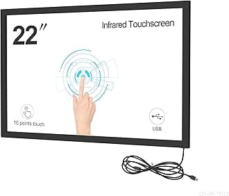 22 inch Multi Infrared IR Touch Screen Panel Overlay Kits with 3mm Thickness Tempered Glass Ratio 16:10, Black