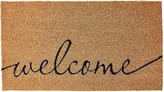 KANKUN Coco Coir Door Mat with Heavy Duty Backing, Welcome Doormat (17" x 30"), Doormat Entrance (Welcome1-1Pack)