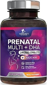 Women's Prenatal Multivitamin with Folic Acid & DHA, Prenatal Vitamins w/Folate, Omega 3, Vitamins D3, B6, B12 & Iron, Pregnancy Support Prenatal DHA Supplement, Non-GMO Gluten Free - 120 Softgels