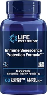 Life Extension Immune Senescence Formula Standardized Cistanche Reishi PU-ERH Tea, 60 Vegetarian Tablets