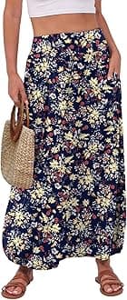 ANRABESS Women's Summer Long Maxi Skirts 2025 Trendy Ankle Length High Waisted Boho Flowy Beach Dress with Pockets Fashion