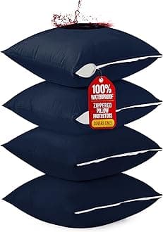 Utopia Bedding Zippered Waterproof Throw Pillow Protectors (No Pillow Inserts), European (Pack of 4, Navy), Bed Bug Proof Decorative Pillow Encasement Covers for Outdoors, Bed, Couch 26 x 26 inches