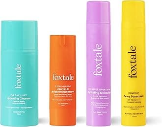 Morning Skincare Kit for Women, Men | Cleanser Face Wash-100 ml, Vitamin C Face Serum- 30 ml, Ceramide Moisturizer-50 ml, Dewy Sunscreen SPF 70- 50 ml | Skincare Gift Set for Glowing Skin