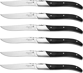 Laguiole by FlyingColors Steak Knife Set. Wood Handle, Gift Box, 6 Pieces