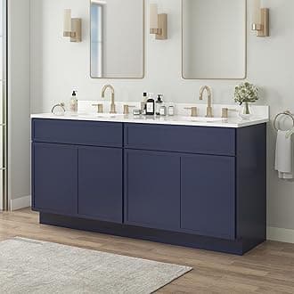 Vanity Art 78 Inch Bathroom Vanity Base Cabinet Double Sink Top (Without Sink), Soft Closing Door, Storage Unassembled Cabinet, Blue, 2ea 39 Inch Cabinet Combo