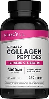 Super Collagen Peptides + Vitamin C & Biotin, 3g Collagen Per Serving, Gluten Free, Promotes Healthy Hair, Beautiful Skin, and Nail Support, Dietary Supplement, 270 Tablets