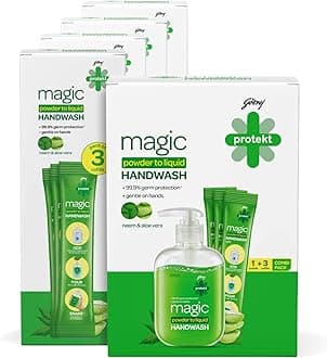 Mr. Magic Powder-To-Liquid Handwash 1 Bottle + 15 Refills (Makes 3 Litres), 99.9% Germ Protection