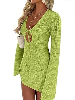 ANRABESS Beach Cover Ups for Women Crochet Swimsuit Bathing Suit Swimwear Bikini Mesh Knit Dress 2026 Summer Vacation Outfits