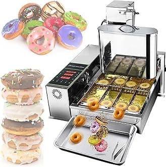 4 Row Automatic Donut Machine,Commercial Digital Donut,Fryer Commercial Mini Donut Maker Donut Machine Maker Adjustable Donut Thickness Stainless Steel 5.5l Hopper 1800 Unit/H