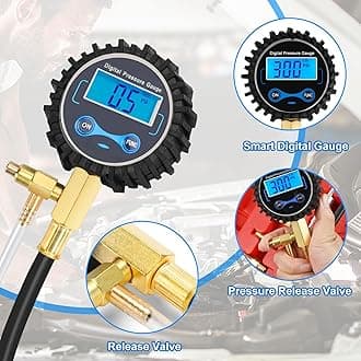 BETOOLL Digital Pro Fuel Injection Pressure Tester Kit Gauge 0-300 PSI with 9.49,7.89,6.30 Fuel Line Fittings