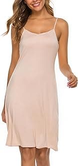 Vlazom Women Full Slips Sexy Soft Slip Dress for Under Dress Spaghetti Strap Cami Slip Chemises V Neck Negligee S-3XL