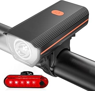 Rechargeable Bike Lights with Electric Bell, Ultra Bright Bicycle Lights for Night Riding, Road Mountain Bike Accessories for Kids Adults - Bike Headlight with Horn and Tail Light