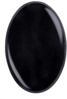 Black Obsidian Palm Stone Crystal Natural Healing Crystal Oval Pocket Energy Stones for Anxiety Stress