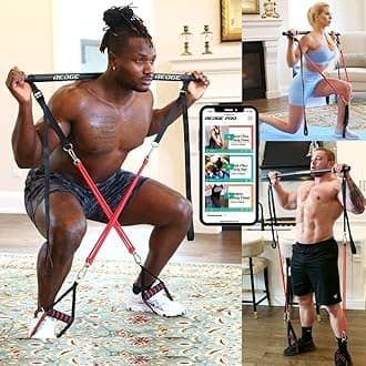 Redge Fit™ Complete Portable Full Body Home Gym Park Workout Set I Resistance Bands for Beginners to Elite Athletes I Collapsible Resistance Bar I Train Insane (Upgraded Version)