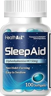 Sleep Aid, Diphenhydramine Softgels, 50mg, Supports Deeper, Restful Sleeping, Non Habit-Forming (100 Counts)