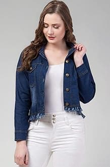 FUNDAY FASHION Women Denim Standard Length Full Sleeve Solid Jacket