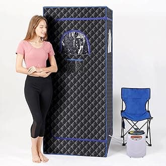 Portable Sauna Tent,Single Person Steam Sauna for Home Spa,Large Space Sauna Tent Full Body for Home with 3L 1100w Steamer,Chair,Foot Massager,Remote Control Included (Black)