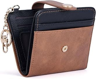 POIUGOYA Slim Wallet for Women,RFID Blocking Bifold Credit Card Holder with Zipper Coin Pocket,ID Window,Keychain