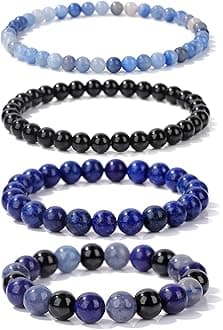 4pcs Beaded Bracelets for Women,Natural Healing Crystal Gemstones Bracelet,Anxiety Stress Relief Bracelet Handmade purple Jewelry Gifts for Women