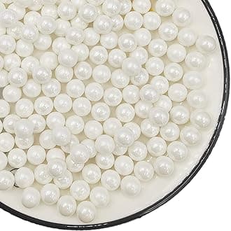 Edible White Pearl Sugar Sprinkles 4.23 oz, 10mm Candy Pearls Ideal for Baking, Cake and Cupcake Toppers, Cookie Decoration, Ice Cream Topping, Wedding Shower Valentines Halloween Christmas