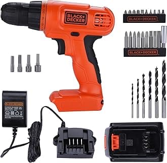 LD120VA-IN 20V MAX* POWERECONNECT Li-Ion Cordless Drill/Driver + 30 Piece Bits and Drivers, 1.5 Ah Battery & Charger Included, 750 RPM, 24-Position Clutch, Keyless Chuck, Soft-Grip Handle