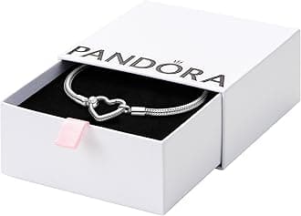 PANDORA Moments Women's Sterling Silver Heart Closure Snake Chain Bracelet