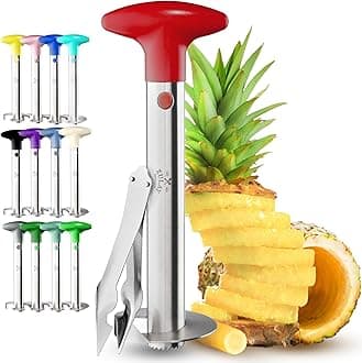 Zulay Kitchen Stainless Steel Pineapple Corer & Slicer – Heavy Duty Pineapple Cutter & Eye Removal Tool – Effortless Core Remover Tool with Sharp Reinforced Blade & Ergonomic Handle - Red
