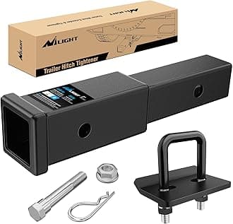 Nilight Trailer Hitch Extender 7 Inch Extension Length with Hitchs Tightener Anti Rattle Stabilizer for 2" Receiver with 5/8" Bolt Nut Clip 3,500 lbs GTW Matte Black