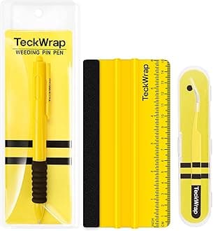 Vinyl Craft Tool Kit – Retractable Pin Pen, 6" Felt Squeegee for Vinyl with Ruler & Precision Tweezers for Decals, HTV & Iron-On Projects