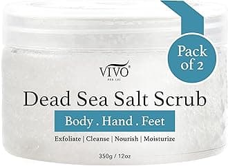 Vivo Per Lei Dead Sea Salt Scrub | Body Exfoliating Scrub with Dead Sea Minerals | Sea Salt Scrub for Hands, Feet & Body | Body Scrub to Gently Exfoliate Skin | Pack of 2