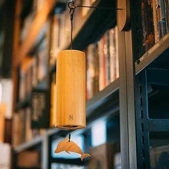 LingTing Bamboo Wind Chimes for Sound Healing, Meditation, Relaxing Emotions,Chord Wind Chimes Hand-Cranked Wind Chimes Unique Decor Gardening Gift for Outdoor Decoration(C-Wind), Yellow