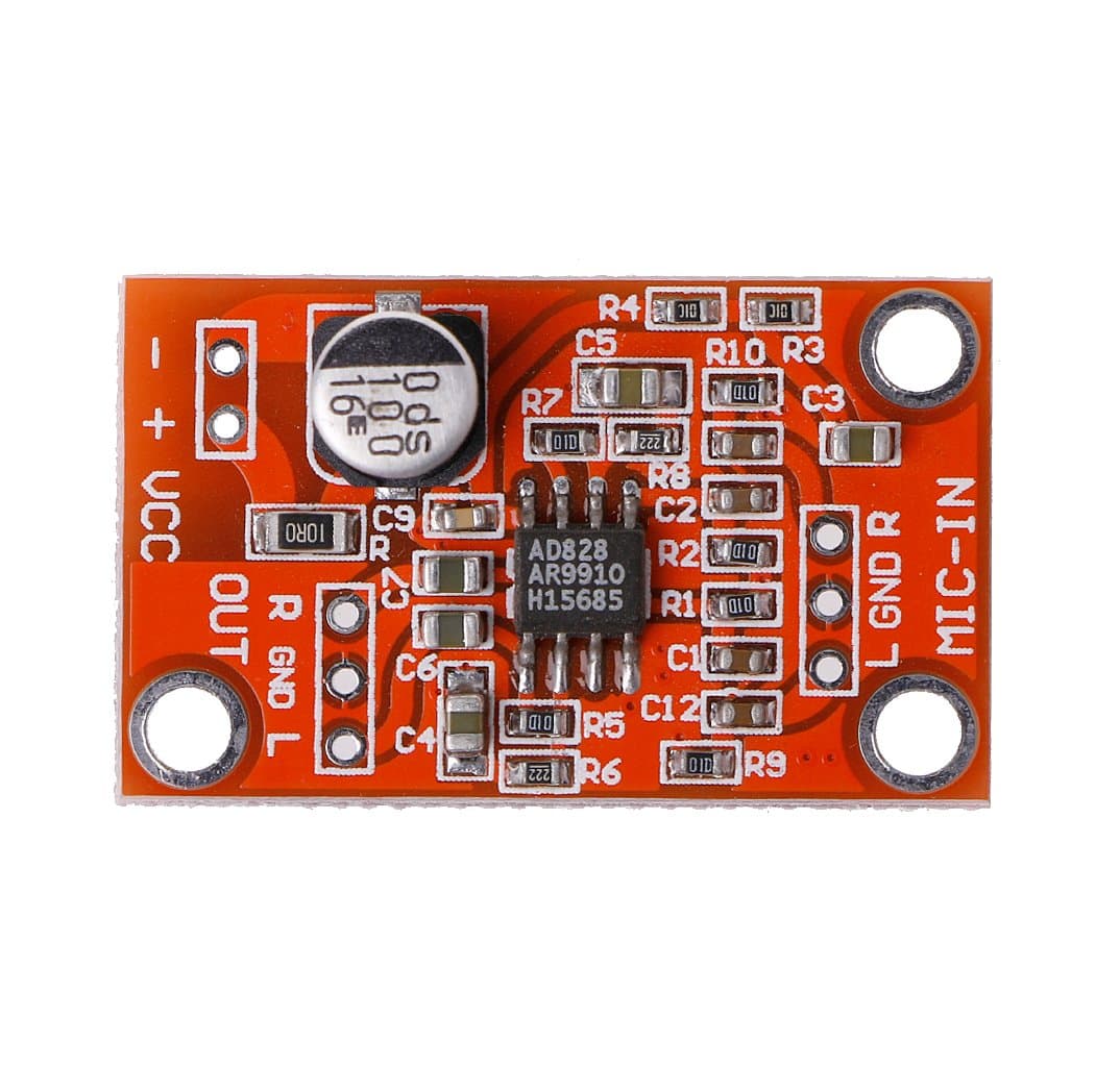 AD828 Stereo Dynamic Microphone Preamplifier Board MIC Preamp Module For 3.8V Electronic Components Kit For Soldering