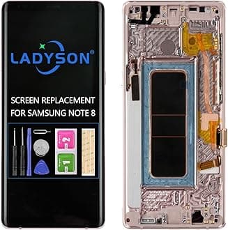 Original For Samsung Galaxy Note 8 LCD Screen Replacement For Note 8 2017 N950 SM-N9500 N950F/DS/W/U LCD Display Touch Sensor Glass Panel Digitizer Assembly Repair Parts Kit (Pink with Frame)